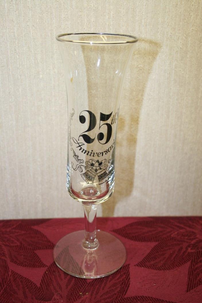 One 25th Anniversary Footed Flute Champagne Wine Toasting Glass