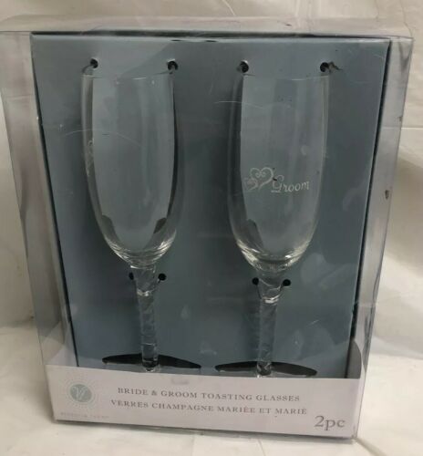 Victoria Lynn Bride and Groom Double Heart Wedding Toasting Glasses 8