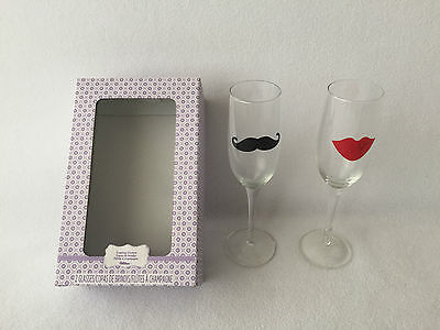 Bride Groom Wedding Toast Toasting Glasses Champagne Flutes Mustache Lips