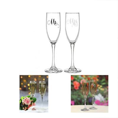 Mr. And Mrs. Wedding Champagne Flutes - Elegant Toasting Glasses For Bride Set 2