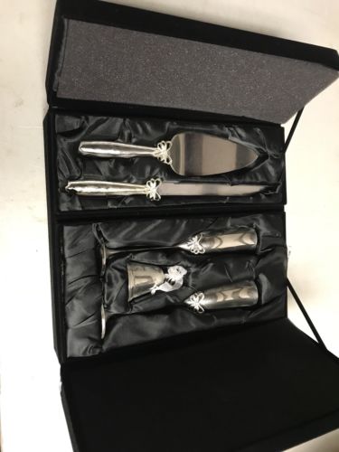 New. Things Remembered Wedding  Glasses and Knife Cake Server 5 Pc Set