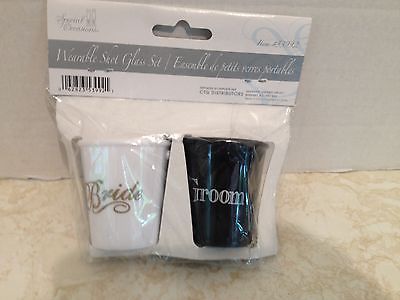 Bride and Groom Wearable Shot Glasses Black White Brand New