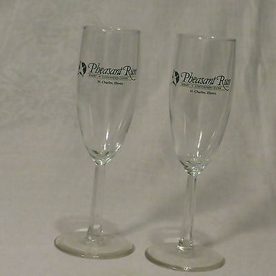 2 Champagne flutes Pheasant Run Resort St Charles Illinois Souvenir Wedding