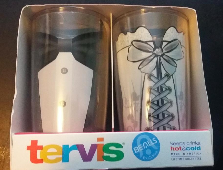 Tervis Hot Cold Bride Groom 16oz glasses Bealls Lifetime guarantee New