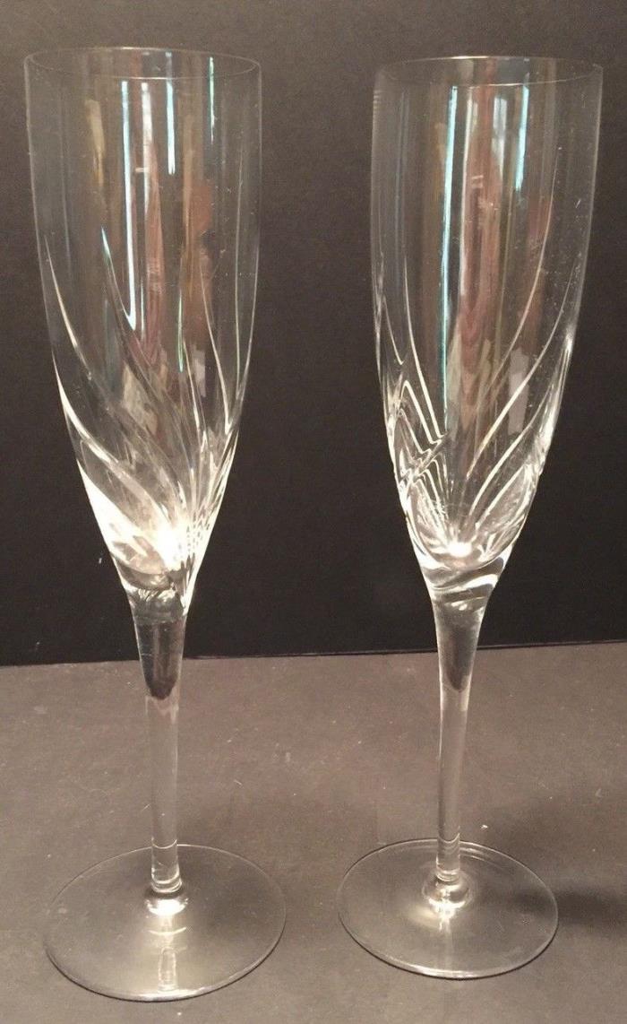 Pair of Rogaska Crystal Chanpaigne juliet Flutes 9 1/2 inch
