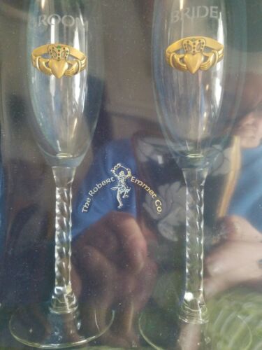 robert emmet and co bride and groom claddagh champagne flutes