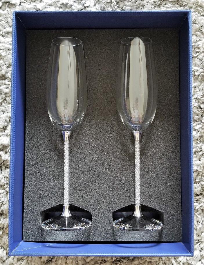 SWAROVSKI Crystal Filled Toasting Champagne Flutes (in box)