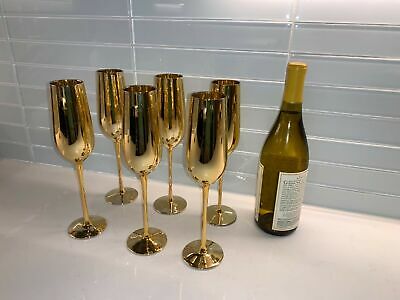 Gold Champagne Flutes (6 glasses/flutes) by Luxe Glassware, for Par... BRAND NEW