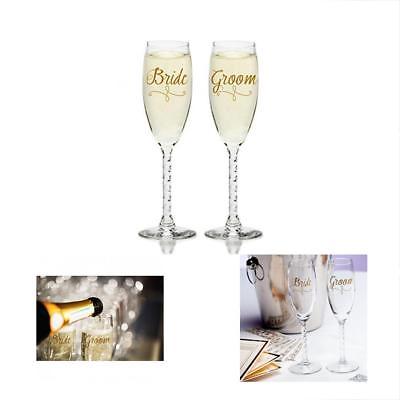 Bride & Groom Gold Champagne Flutes - Elegant Wedding Toast Glass Set For House