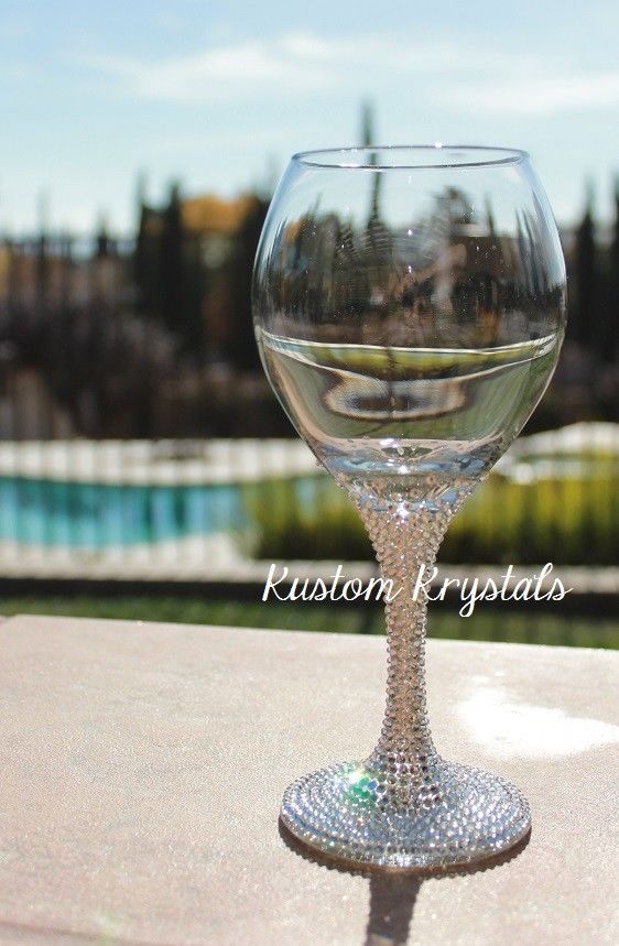 Swarovski Crystal embellished wine glass. Perfect for weddings.