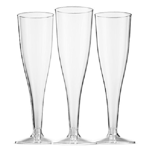 100 Plastic Champagne Flutes ~ 5 Oz Clear Plastic Toasting Glasses ~ Disposable