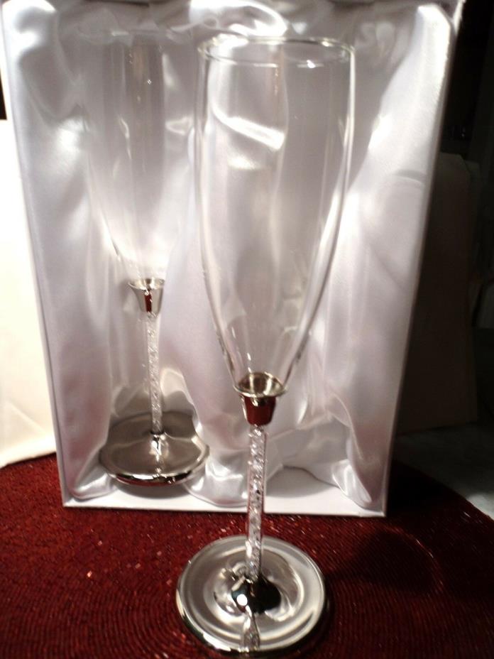 “TOASTING CHAMPANGE GLASSES” WITH AUSTRIAN CRYSTALS – WEDDING GIFT