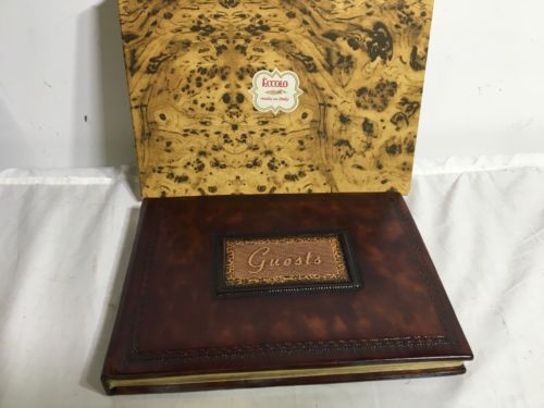 Eccolo Wedding Guest Book Guest Book Event Hand Made In Italy  Leather Cover