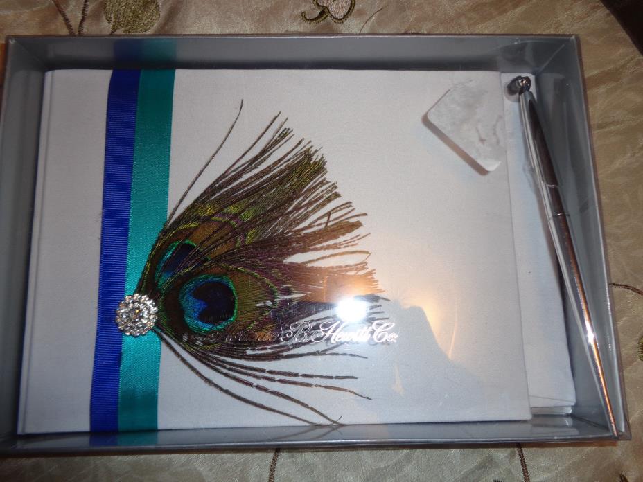 Peacock Feather Bling Guest Book with Pen NEW  by Hortense B. Hewitt Co. wedding
