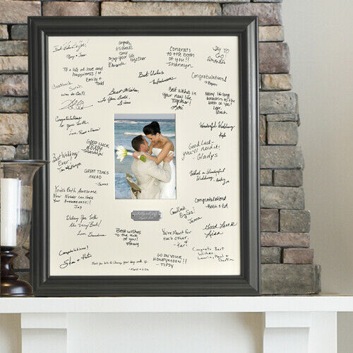 PERSONALIZED WEDDING WISHES Signature Frame with Engraved Plate GUESTS CAN SIGN
