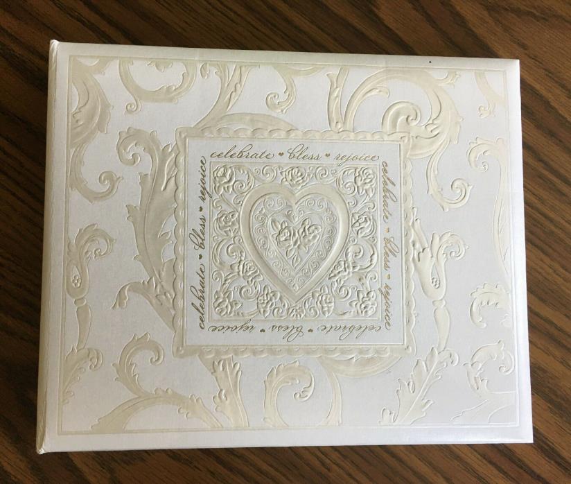 Hallmark Wedding Guest Book Ivory Embossed Scroll Design/Hearts 9