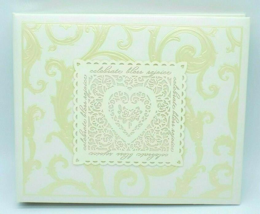 Hallmark Wedding Guest Signature Book Ivory Lace Heart Scroll Binder 864 Entries
