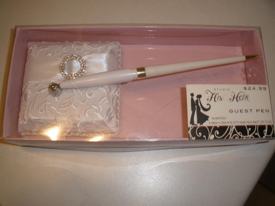 Studio His & Hers Wedding Bridal Guest Pen Satin White