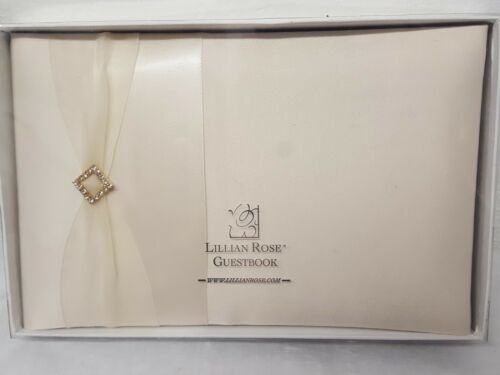 Lillian Rose Guest Book Off White Sash With Rhinestone & Gold Clasp In Box