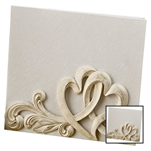 Vintage Style Double Heart Design Guest Book IVORY FREE SHIPPING Home