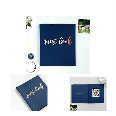 Photo Guest Book Wedding Book, Modern Navy Cardstock Softcover, Flat-Lay Spiral