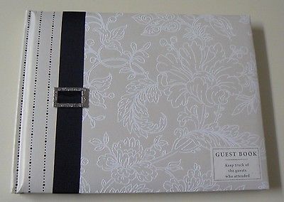 Hallmark IVORY BLACK BUCKLE GUEST BOOK #WCA3240 NEW Forever In Love Wedding