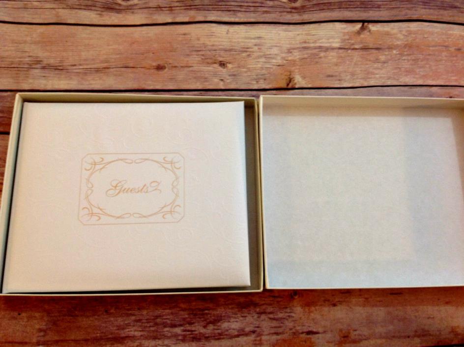 Jamie Lynn Wedding Guestbook Book White Gold Embossed Cover New Marriage Shower