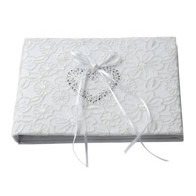 White Lace Ribbon Wedding Guest Book