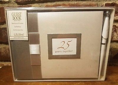 C.R. Gibson Guest Book(s) w/Pen, 25 YEARS TOGETHER, 500 Names, 9 3/4