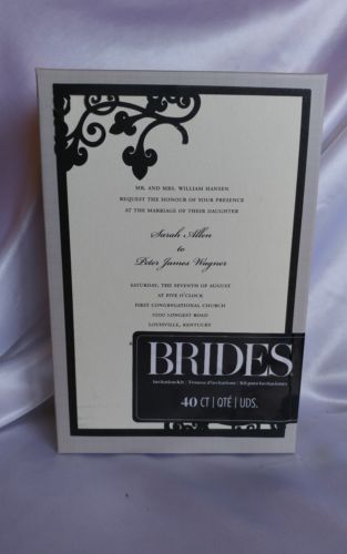 Brides 40-count Black Border Ivory Laser Corner Invitations Kit