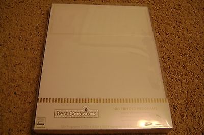 NEW Best Occasions 100 Trifold Wedding Programs Keeping With Tradition White
