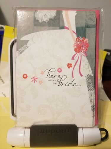 NEW 10 White/Pink BRIDAL/WEDDING SHOWER SPARKLES INVITATIONS CARDS & ENVELOPES