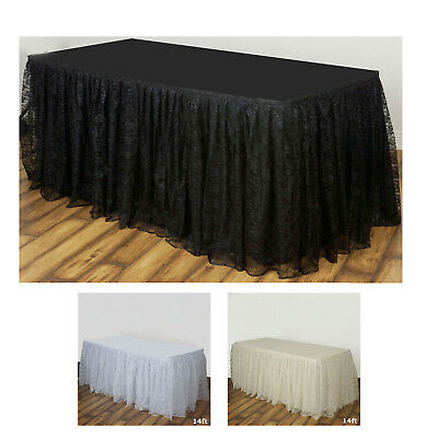 Dual Layer Lace Polyester Table Skirt Table Covers For Rectangle Or Round Tables