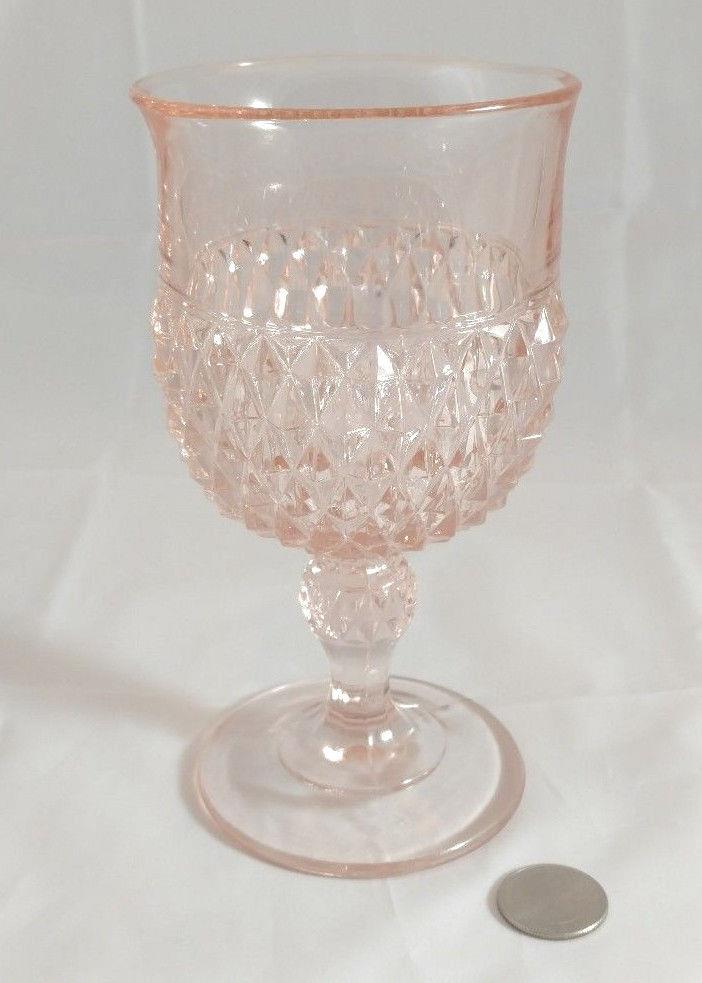 Vintage Pink Glass Water Goblets ~ RARE Set of 12 ~ 6.5in Indiana Diamond Point
