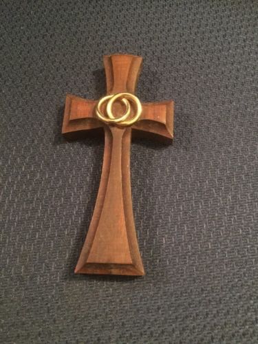 Wedding Cross Genuine Walnut Christian Handcraft of Rockville MD 4.5 inches