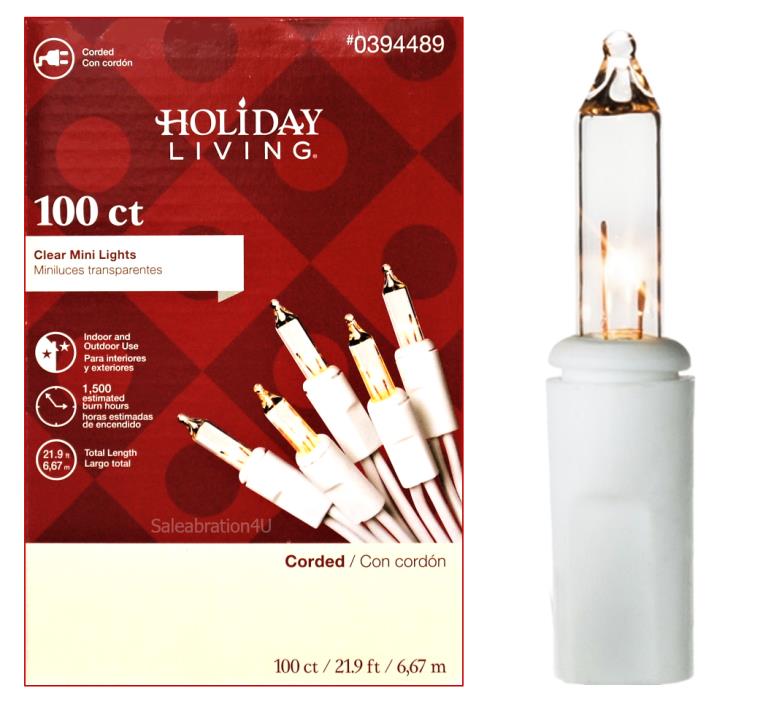 WEDDINGS OR YEAR-ROUND HOLIDAY LIVING 100-COUNT CLEAR MINI LIGHTS w/WHITE WIRE