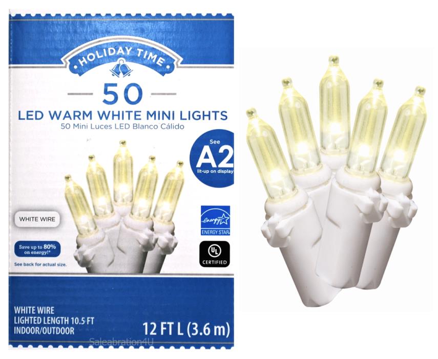 WEDDINGS & SPECIAL OCCATIONS 50-COUNT WARM WHITE LED MINI LIGHTS WITH WHITE WIRE