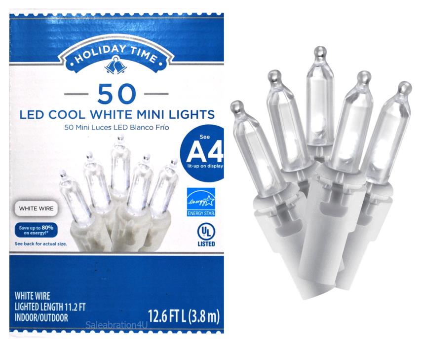 WEDDINGS & SPECIAL OCCATIONS 50-COUNT COOL WHITE LED MINI LIGHTS WITH WHITE WIRE