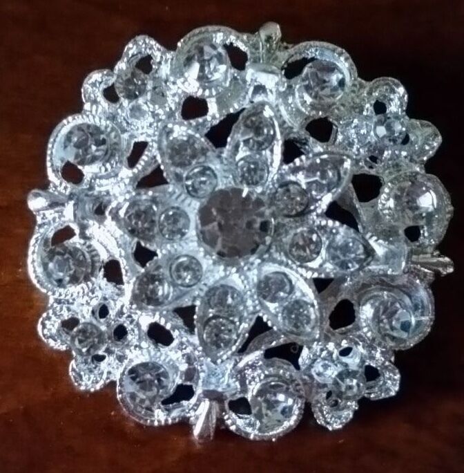 Silver Rhinestone Crystal Wedding Cake Brooch Pin Bow Decoration Bouquet