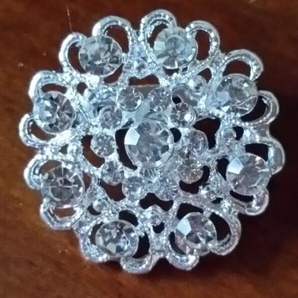 Silver Rhinestone Crystal Wedding Cake Brooch Pin Bow Decoration Bouquet Heart