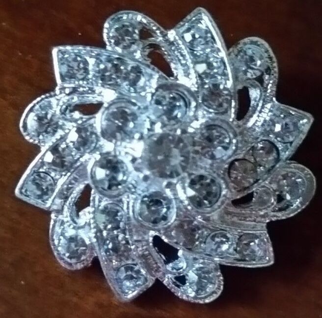Silver Rhinestone Crystal Wedding Cake Brooch Pin Bow Decoration Bouquet Swirl