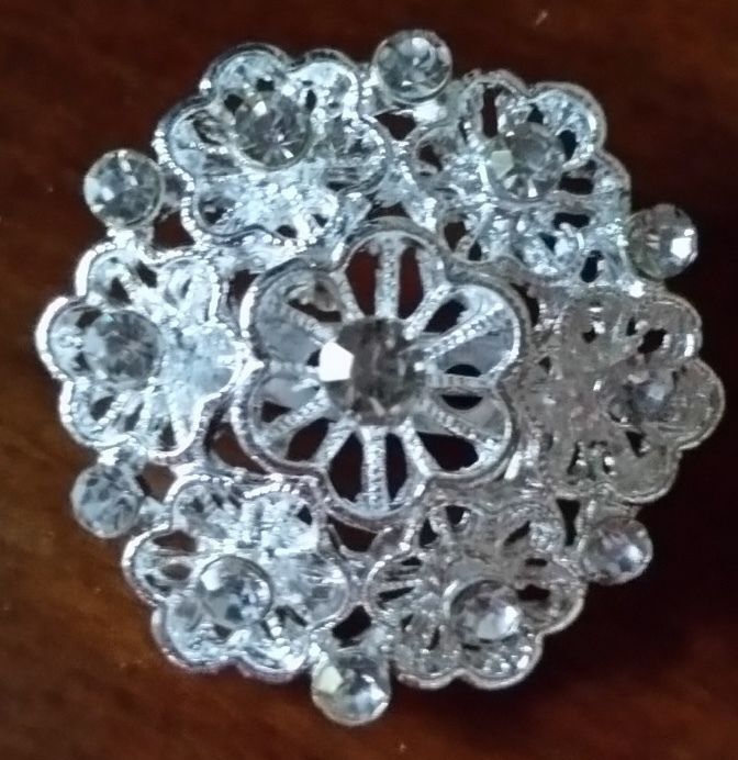 Silver Rhinestone Crystal Wedding Cake Brooch Pin Bow Decoration Bouquet Flower