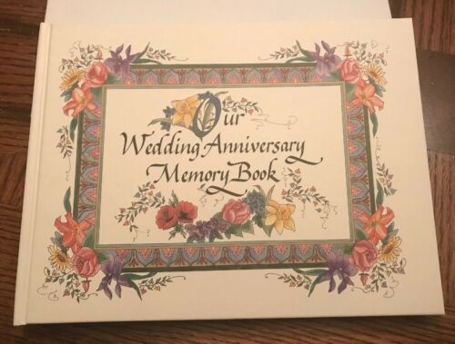 Our Wedding Anniversary Memory Book Album Scrapbook Floral Talus Vtg Marriage