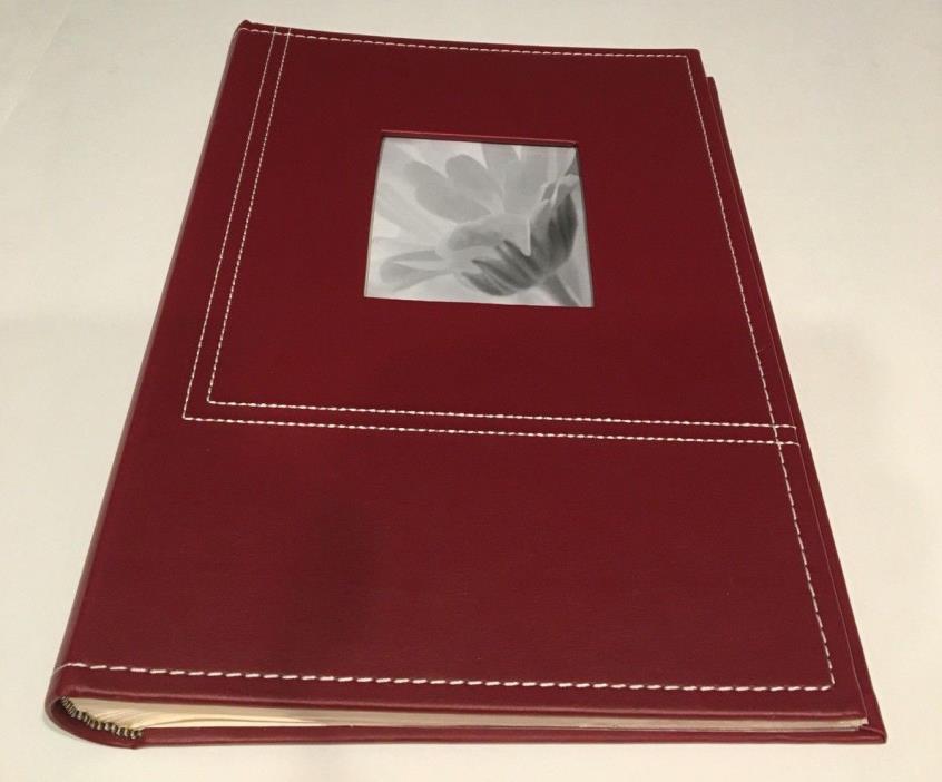 Unused MEMORY BOOK 4X6 Photo Album /Scrapbook BORDEAUX FAUX LEATHER STITCHING