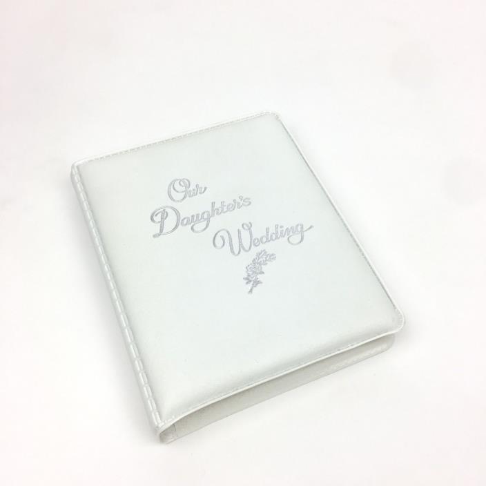 Small Our Daughter's Wedding White Photo Book Album Silver Accent Vintage 1969