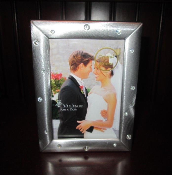 Vintage Crystal Silver Plated Frame Wedding Photo Album 3.5 x 5