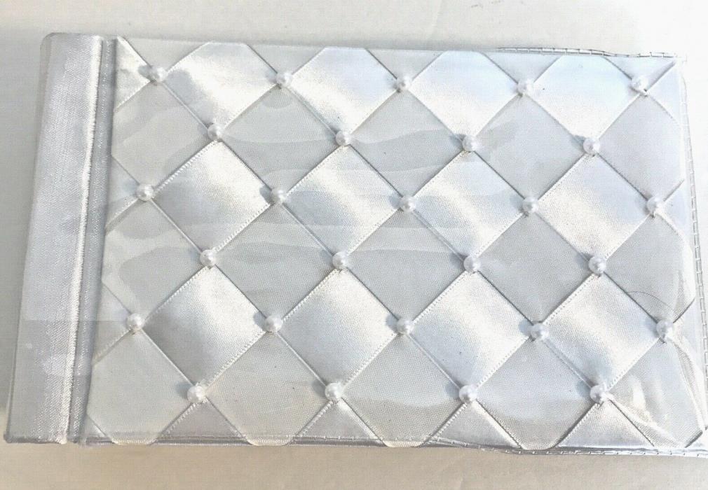 Fabric Diamond Ribbon Wedding Photo Album with Pearls 40 Pages 4 in X 6 in New
