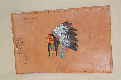 VINTAGE LEATHER HAND PAINTED PHOTO ALBUM COVER 7121