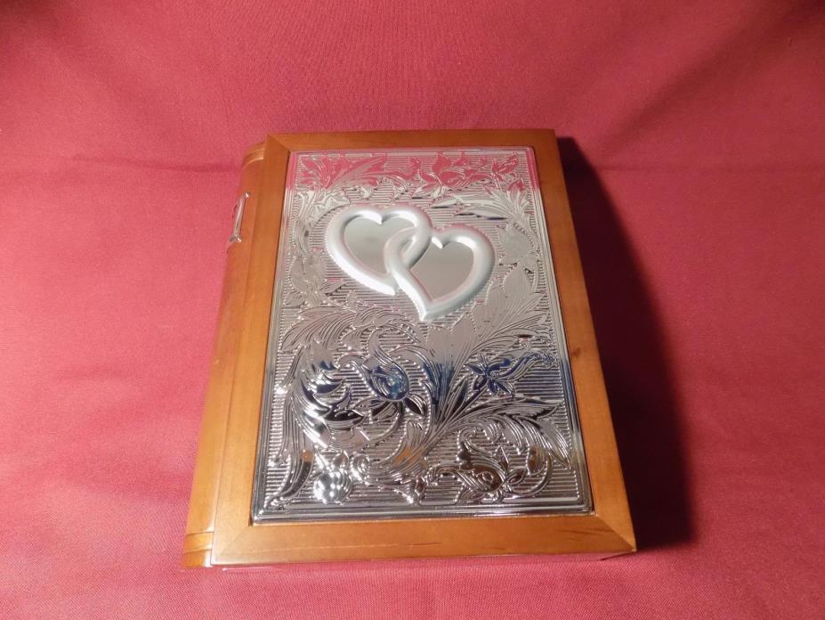 LENOX Wood Book Shelf Wedding Promises Silver Hearts 4