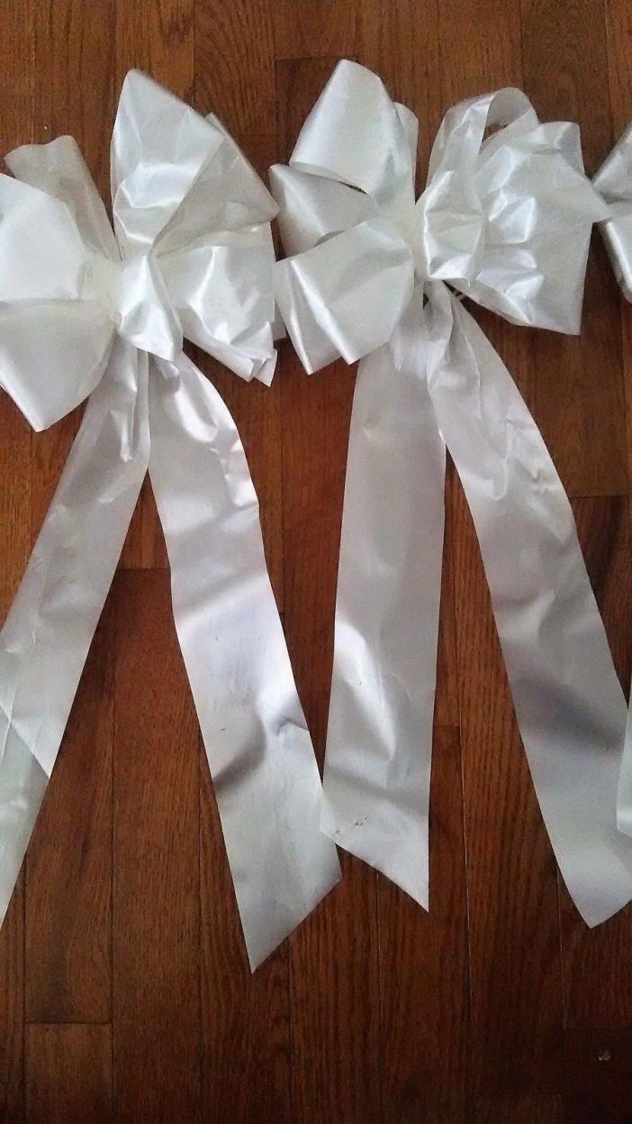 2-BOWS /  SMALL WHITE SATIN BOWS FOR WEDDINGS OR ANY OCCASION